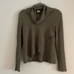Army green mock neck long sleeve